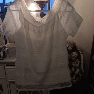 Time and Tru White Lace Blouse